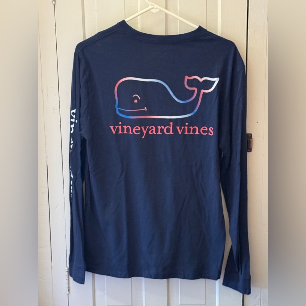 S Vineyard Vines Ombré Long Sleeve Whale Tee